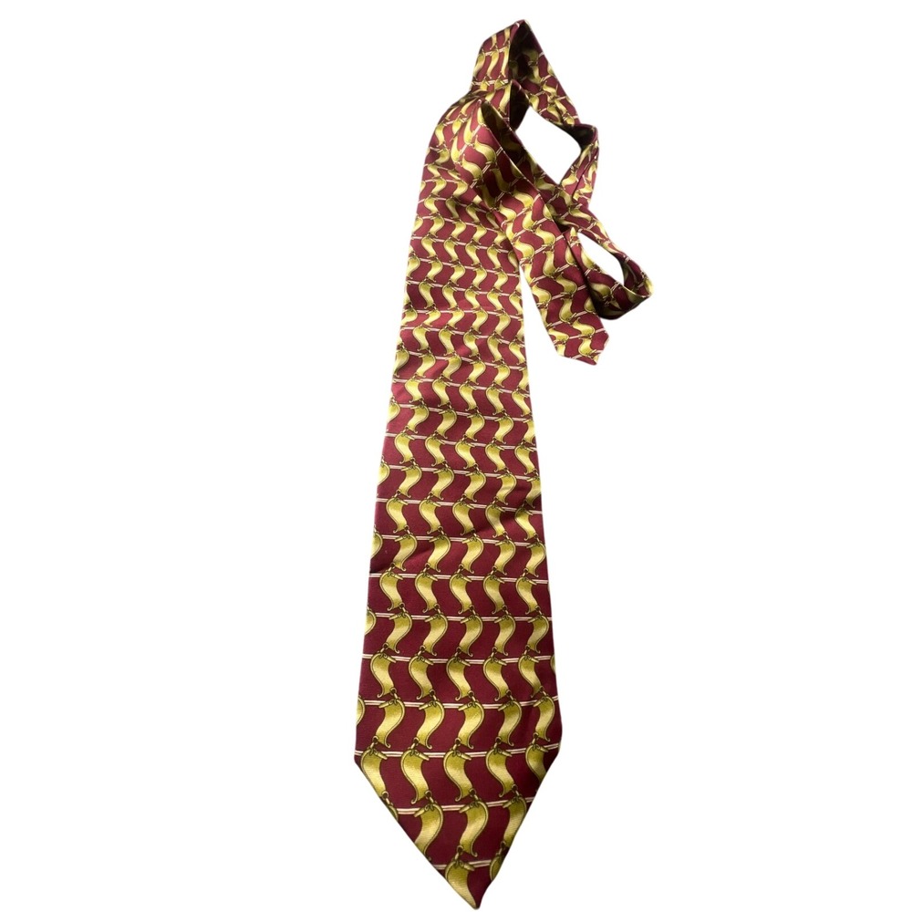 Scappino Italy Silk Blend Burgundy Gold Chain Pattern‎ Necktie Tie